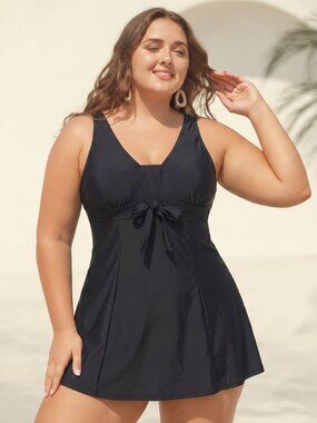 Wantdo One Piece Black Swim Dress